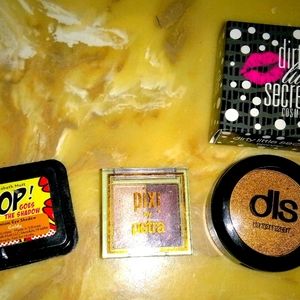 3 shimmery gold, bronze eye shadows & bronzer